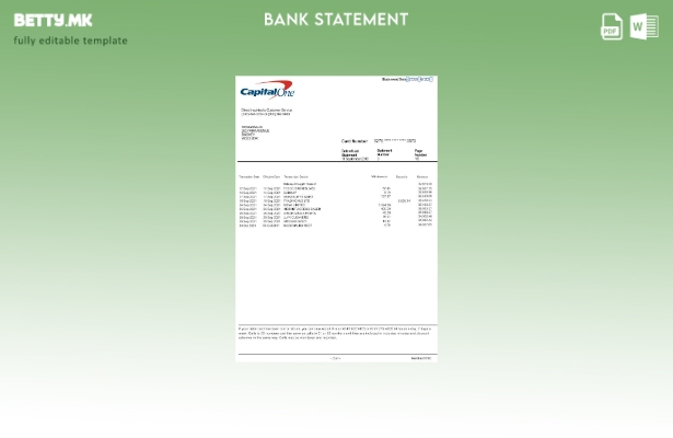 Модерен стил на USA Capital One Шаблон за збор верзија на извод од банка