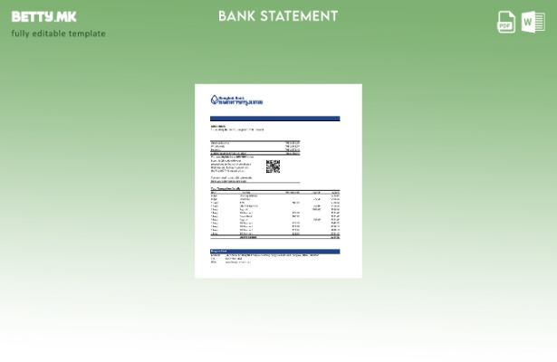 Модерен стил шаблон за верзија на ексел за извод од банка од Тајланд Бангкок