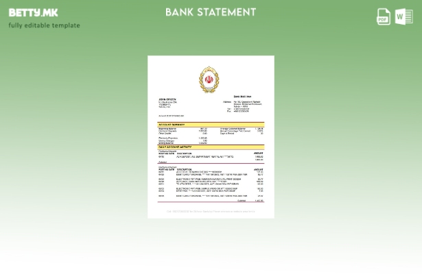 Модерен стил шаблон за збор за извод од банка Иран Мели