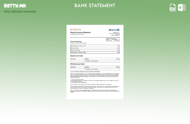 Модерен стил шаблон за збор за извод од банка Мета на САД