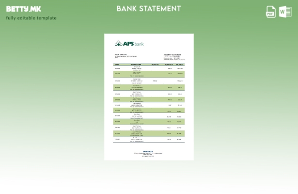 Модерен стил шаблон за збор за извод од банка APS на Малта
