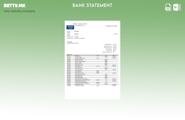 Модерен стил шаблон за збор за извод од банка Arvest на САД