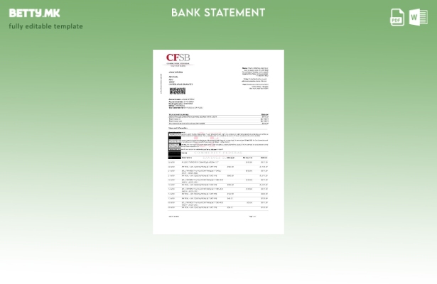 Модерен стил шаблон за збор за извод од банка CFSB на САД