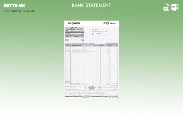 Модерен стил шаблон за збор за извод од банка CIH во Мароко
