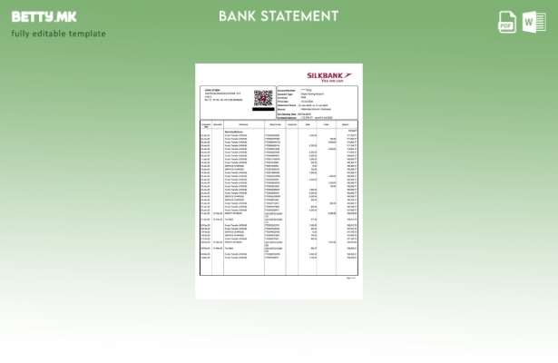 Модерен стил шаблон за зборови за извод на сметката на Пакистан Силкбанк