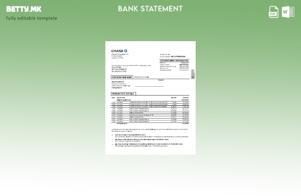 Модерен стил шаблон за зборови за извод на сметката на САД Чејс