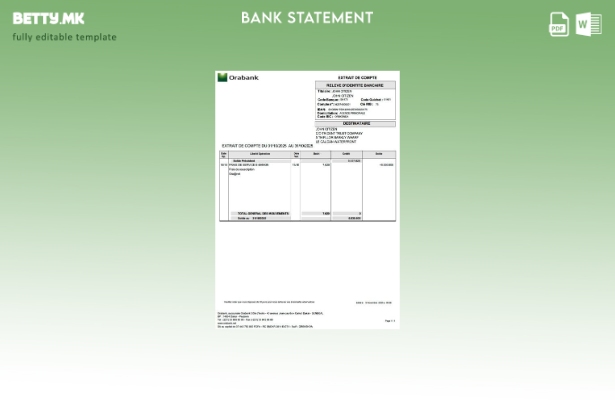 Модерен стил шаблон за зборови за извод на сметката на Того Орабанк