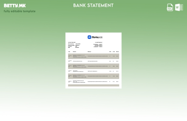 Модерен стил шаблон за зборови за извод од банкарска сметка на Нигерија Moniepoi