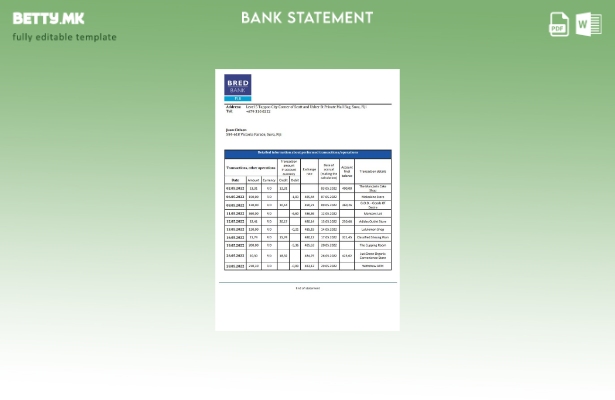 Модерен стил шаблон за извод од Банката на Фиџи Бред