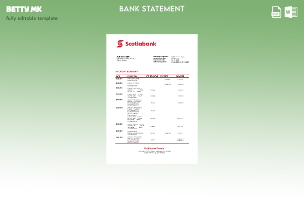 Модерен стил шаблон за извод од банка на Канада Scotiabank