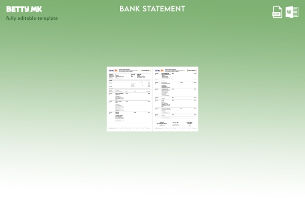 Модерен стил шаблон за страници за Word за извод од банкарска сметка на Холандиј