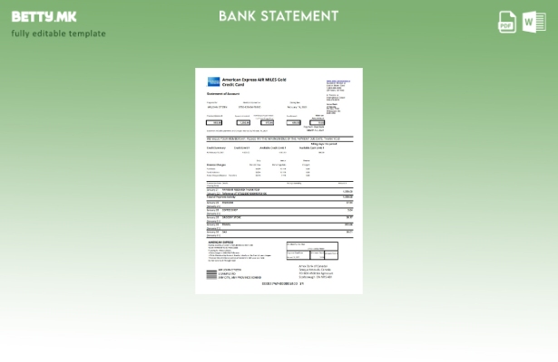 Модерен стил Canada American Express Air Miles златна изјава за ексел шаблон