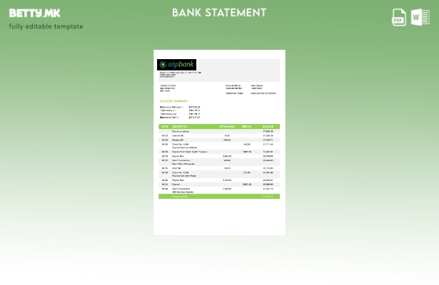 Модерен стил Croatia OTP шаблон за збор верзија на извод од банка