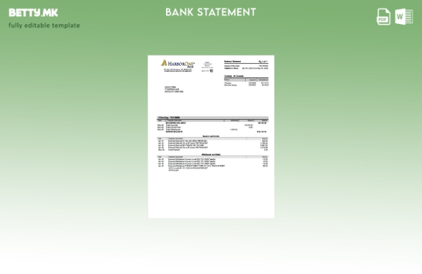Модерен стил USA HarborOne шаблон за извод од банкарска сметка