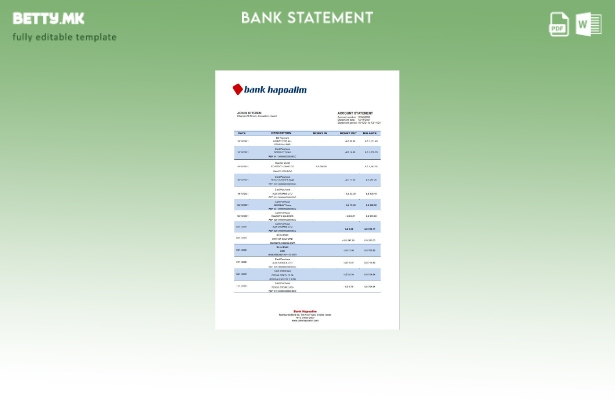 Модерен стил, Шаблон за збор за извод од банка, Израел Хапоалим