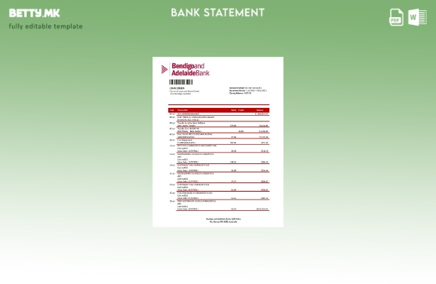 Модерен стил, Шаблон за извод од банка во Австралија Бендиго и Аделаида