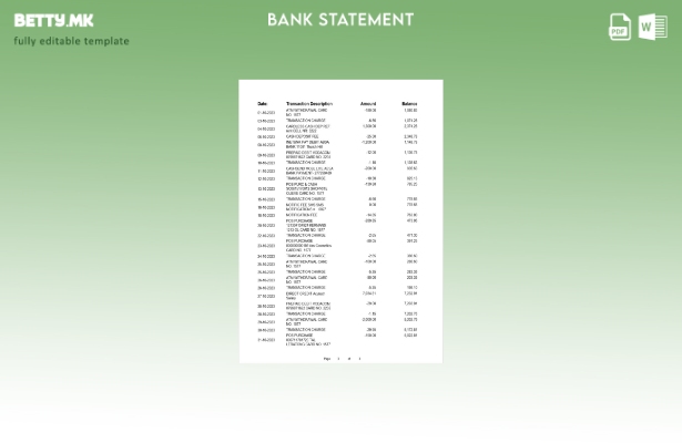 Модерен стил, Шаблон за страници за изводи од банка на ПроКредитБанка