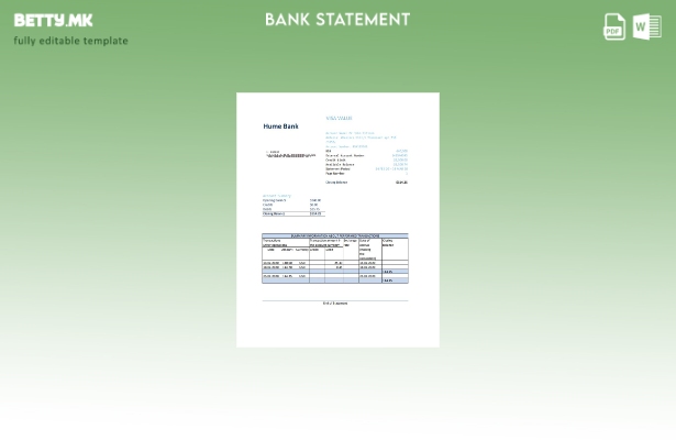 Модерен стил, шаблон ексел за извод од банка на Австралија Humebank
