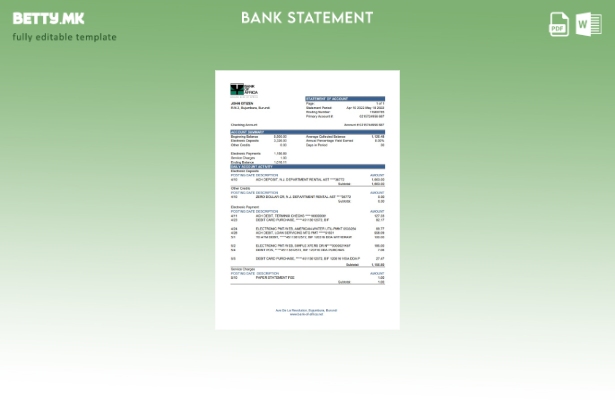 Модерен стил, шаблон ексел за извод од банка на Бурунди Банка на Африка