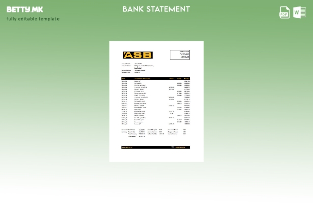 Модерен стил, шаблон ексел за извод од банка ASB на Нов Зеланд