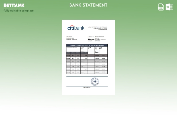 Модерен стил, шаблон ексел за изјава на холандска Citibank