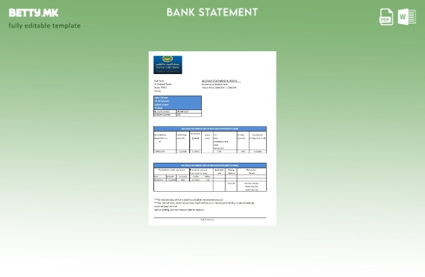 Модерен стил, шаблон за ексел банкарски извод од Јеменскиот Залив