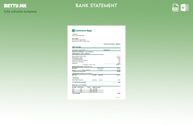 Модерен стил, шаблон за ексел за извод од банка за трговија во САД
