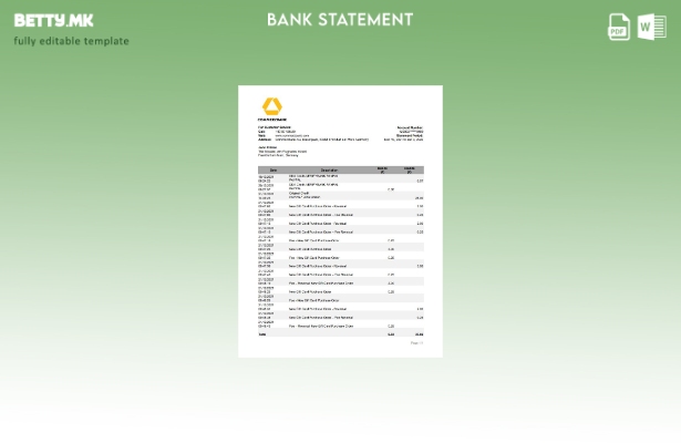 Модерен стил, шаблон за ексел изјава на Германија Комерцбанк