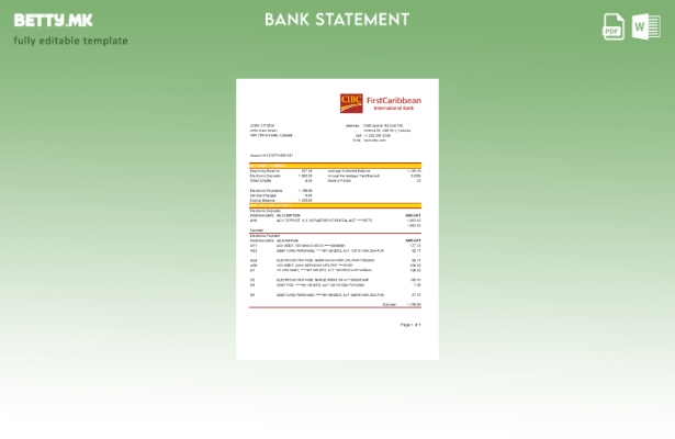 Модерен стил, шаблон за збор за извод од банка CIBC на Канада