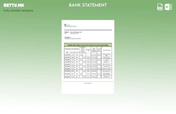 Модерен стил, шаблон за збор за извод од банка, Mali Banque Commerciale du Sahel