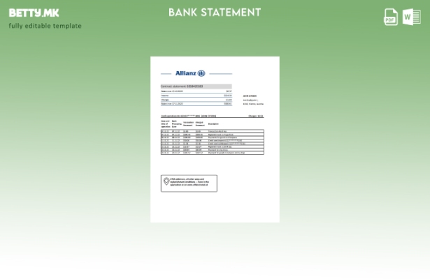Модерен стил, шаблон за збор за извод од банкарска банка Алијанц Инвестициска ба