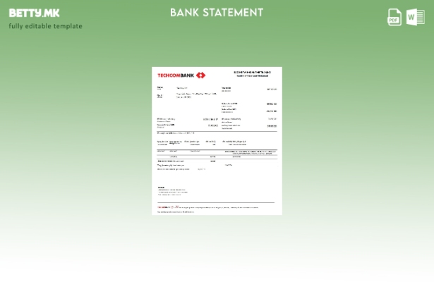 Модерен стил, шаблон за збор за извод од банкарска банка на Виетнам Techcombank
