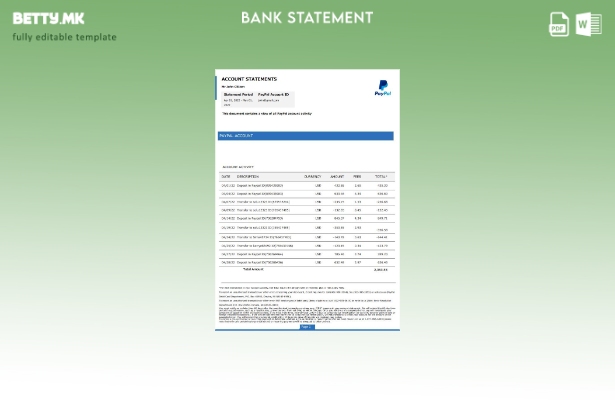 Модерен стил, шаблон за збор за извод од банкарска сметка на PayPal во САД