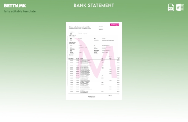 Модерен стил, шаблон за збор за извод од банкарски извод од Полска Милениум