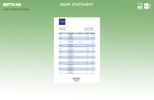 Модерен стил, шаблон за зборови од банкарски извод од Бурунди Финбанк