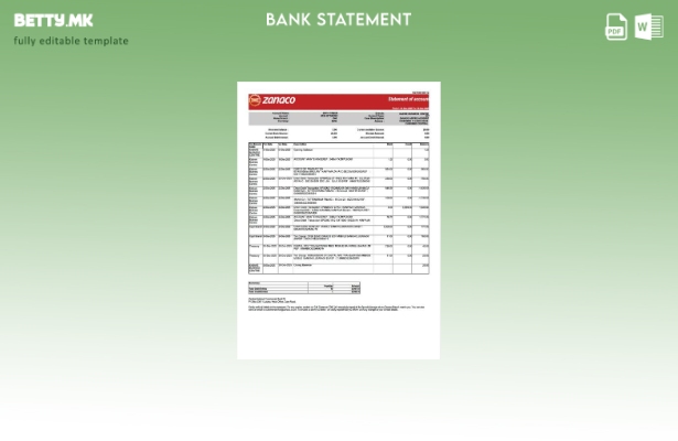 Шаблон за збор во модерен стил на Zambia Zanaco за извод на сметката
