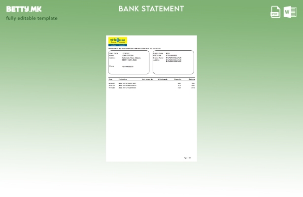 Шаблон за збор за извод од банка во модерен стил на Индија UCO