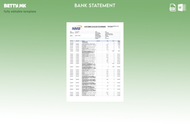 Шаблон за збор за извод од банкарска сметка во танзанија NMB во модерен стил