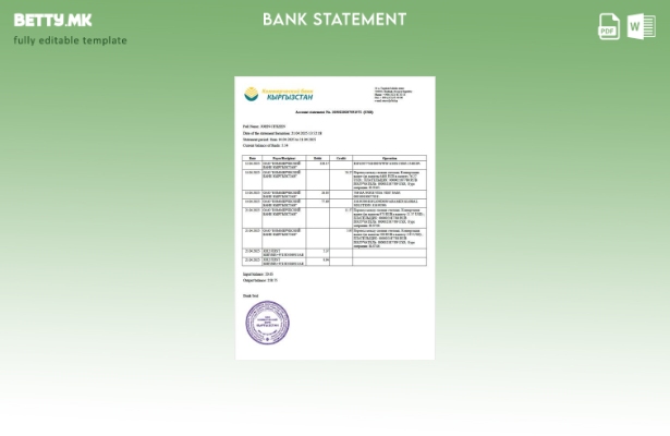 Шаблон за зборови за извод на сметката на Киргистан во модерен стил