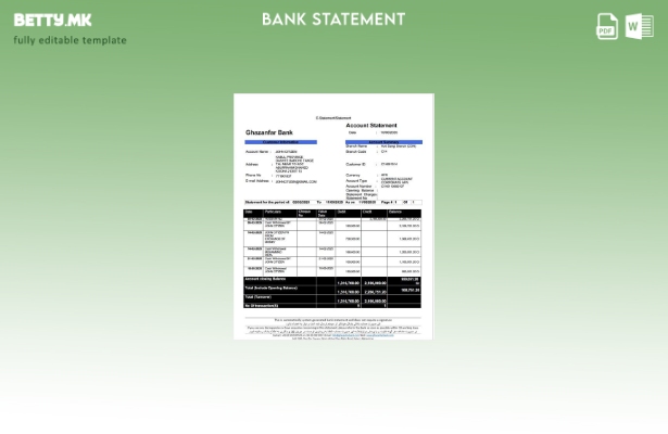Шаблон за извод на банкарска сметка во модерен стил Авганистан Газанфар