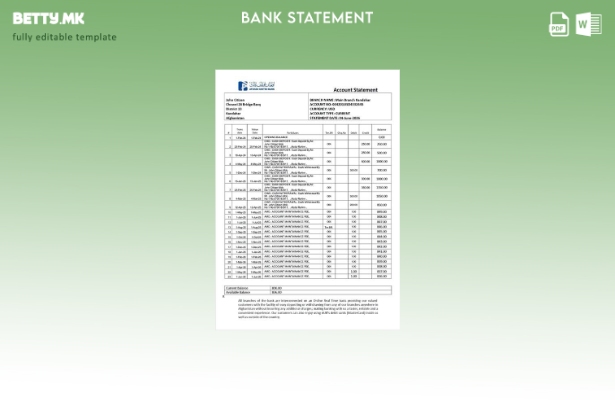 Шаблон за извод на банкарска сметка во модерен стил