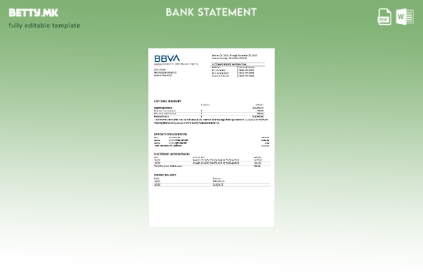 Шаблон за извод од банка во модерен стил Аргентина BBVA