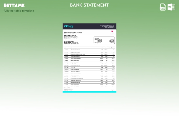 Шаблон за страници за банкарски изводи во модерен стил Филипини GoTyme