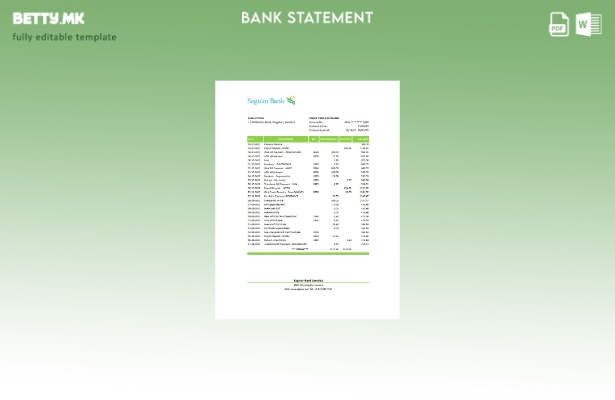 модерен стил Јамајка Сагикор банкарски извод шаблон ексел
