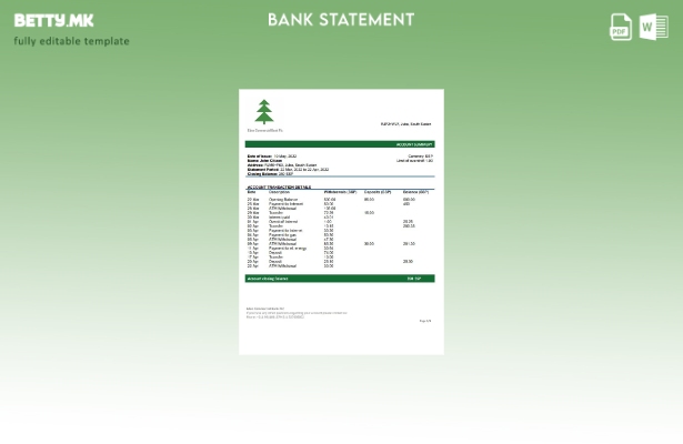 модерен стил Јужен Судан Едем Шаблон за збор за извод од комерцијална банка