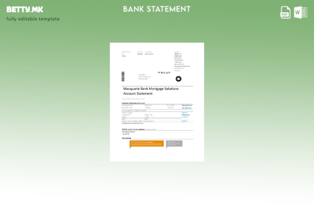 модерен стил Австралија Macquire извод од банкарски ексел шаблон
