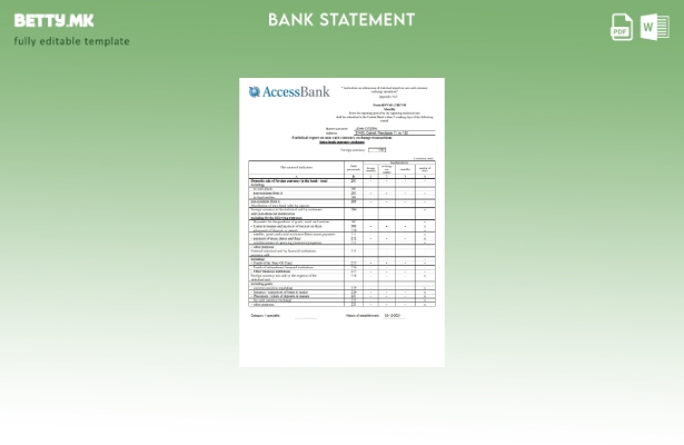 модерен стил Азербејџан Шаблон за збор за изјава за пристап до банка (англиски).