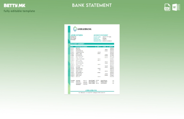 модерен стил Азербејџан Amrahbank банка извод од ексел шаблон