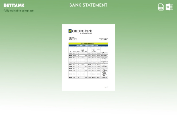 модерен стил Албанија Credins банка извод шаблон ексел