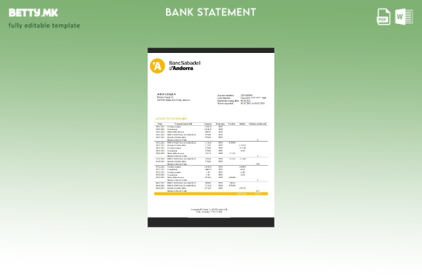 модерен стил Андора БанкСабадел д'Андора шаблон за извод од банка